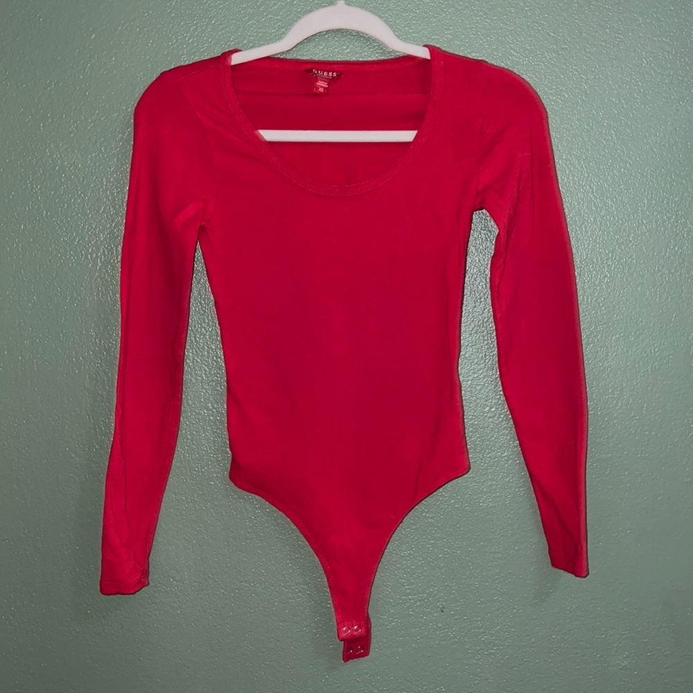 red guess shirt